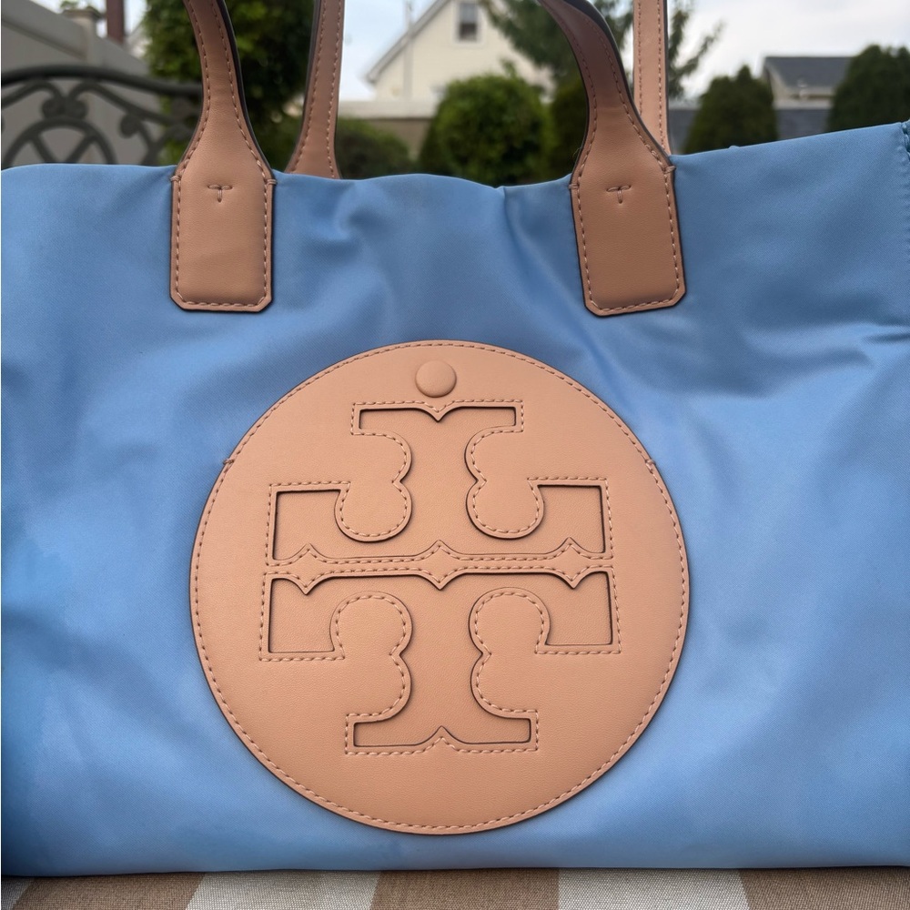 Tory Burch Light Blue and Tan Tote